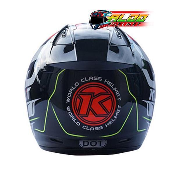 DE17 - HELM KYT DJ MARU MOTIF #13 BLACK RED FLUO YELLOW #HELM KYT ORIGINAL #KYT HALFACE CEWEK COWOK