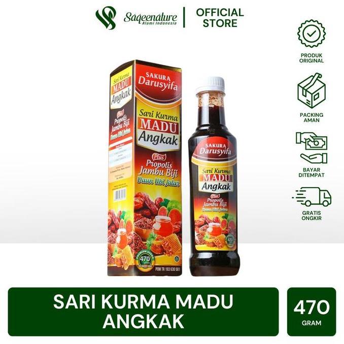 Fit- Saqeenature Sari Kurma Madu Angkak Plus Daun Ubi Jalar 470 Gram Suplemen Herbal Cair Bpom