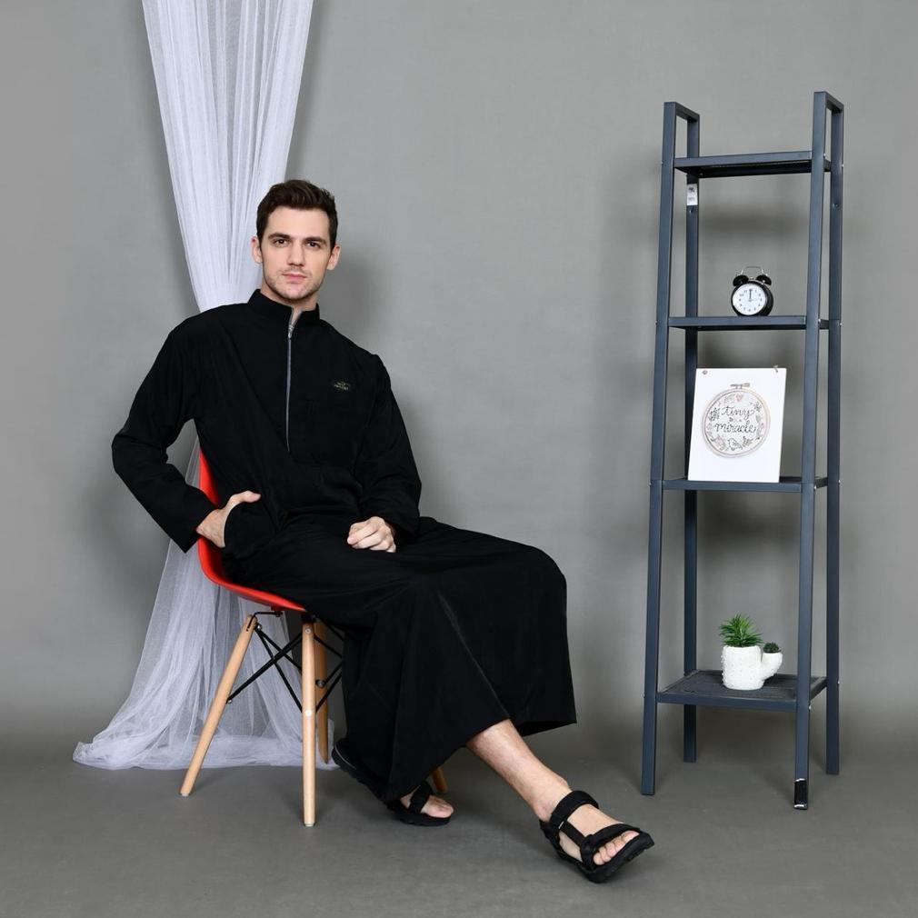 TERBARU Jubah Khaleed Pria - Jubah Katun Toyobo Premium - Gamis Pria Dewasa Hitam Polos- Gamis Pria 