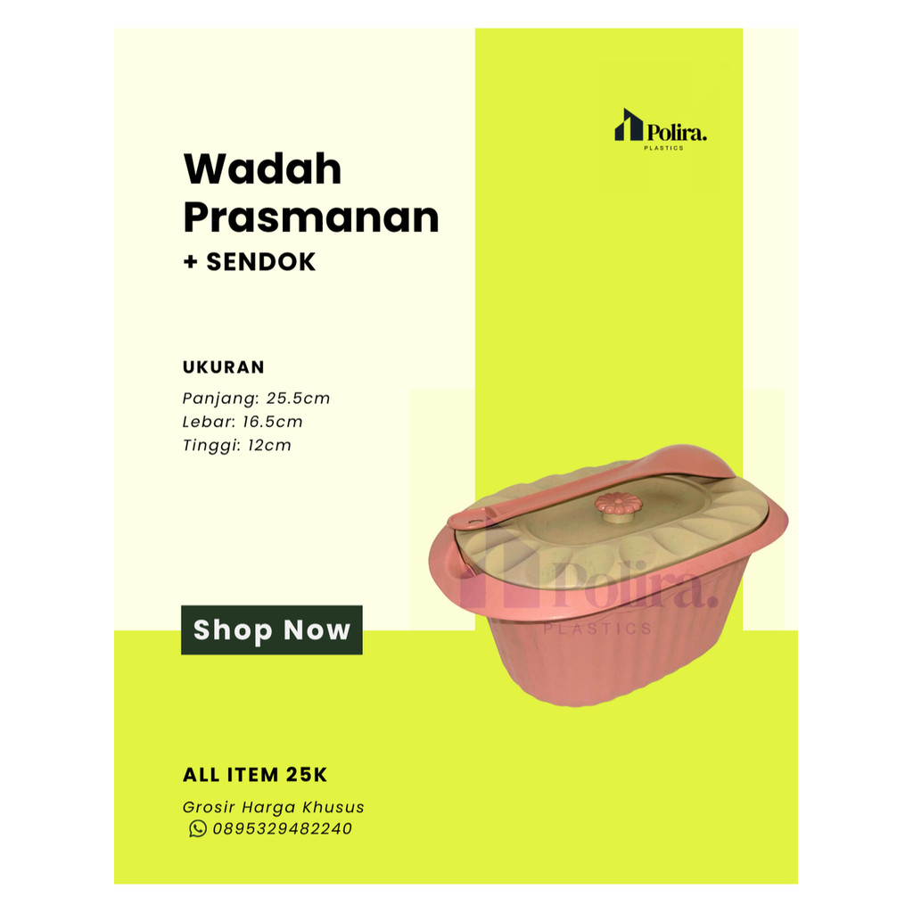 [POLIRA PLASTICS] - Wadah prasmanan + sendok sayur centong , tempat berkatan , tempat saji, basi ova