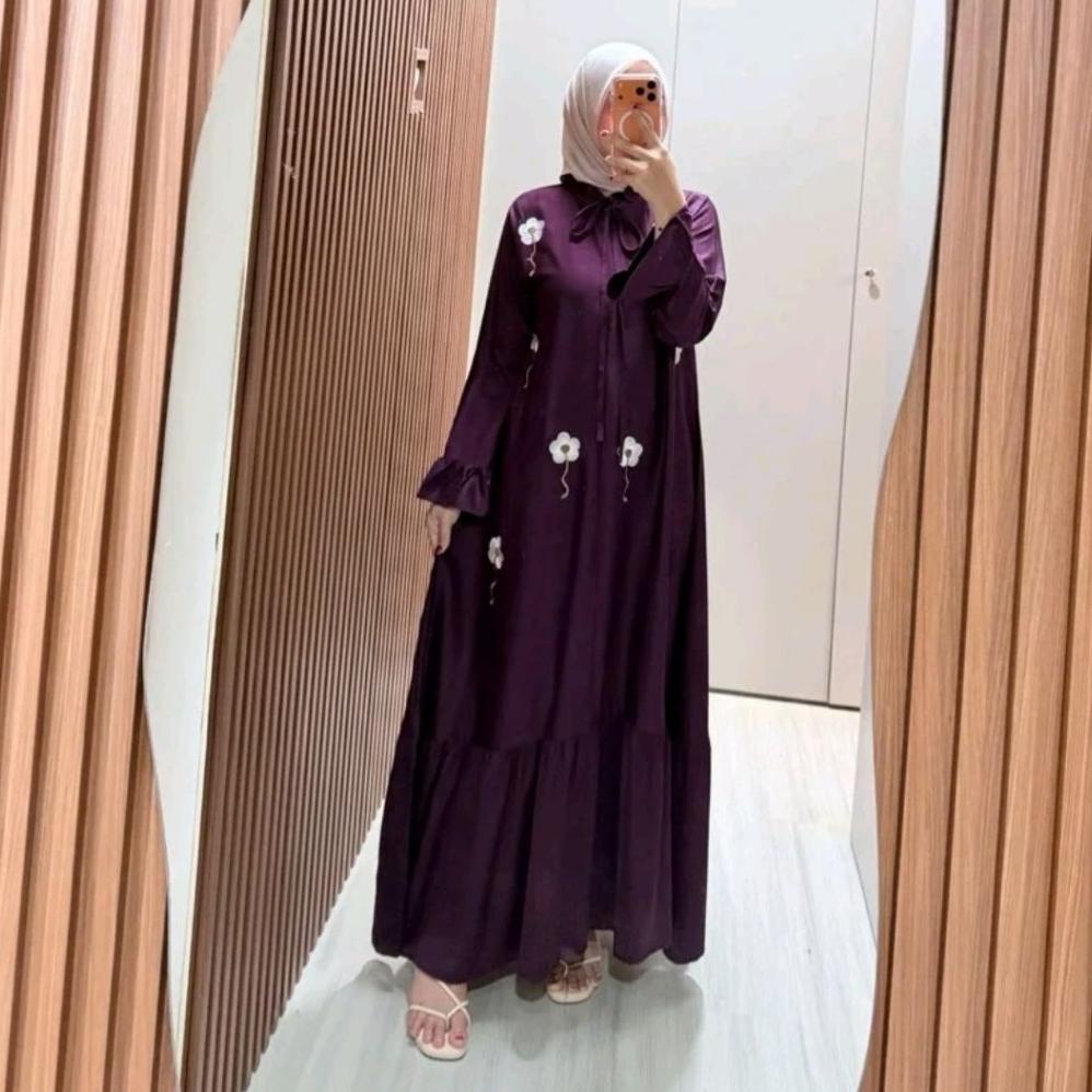 Grosir Marwah Gamis Bordir Rayon Twill