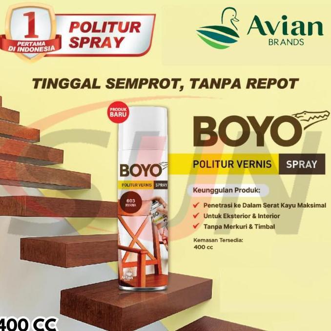 Lansungkirim- Pilox Boyo Politur Spray 400 Cc Kayu Jati Manggis Sawo Kurma Cat Semprot Pilok Plitur