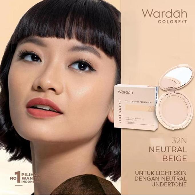 Cakep- Wardah Colorfit Velvet Powder Foundation Tahan Air Dan Tahan Lama Untuk Wajah - Waterproof Co