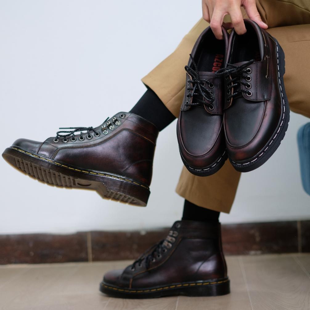 MURAH AZCOST - Sepatu Boots Pria Zapato Burgundy