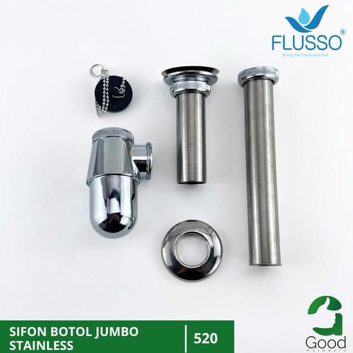 Flusso Sifon Botol Stainless Sifon Pembuangan Wastafe Cuci Tangan Jumbo Afur Wastafel 520