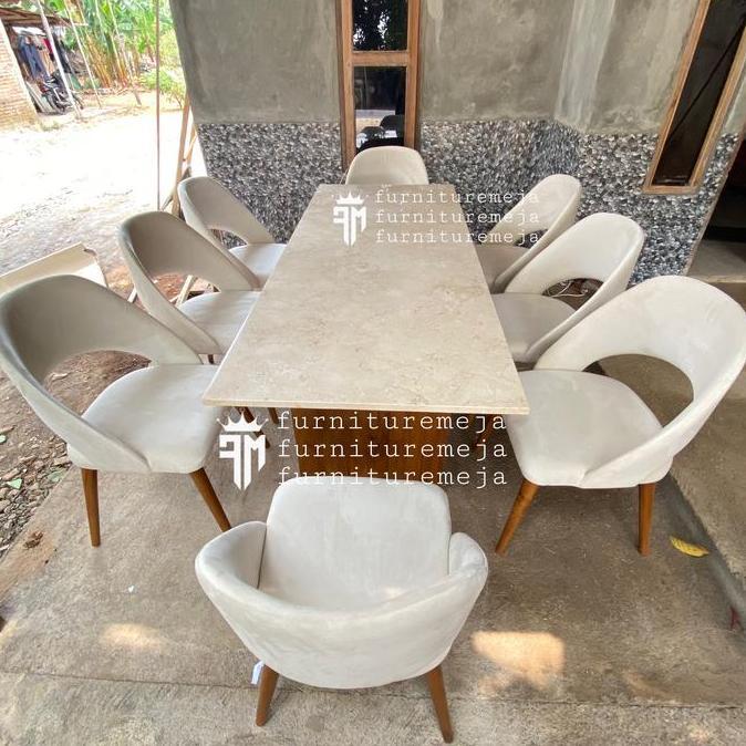 Terlaris Set Meja Makan Marmer 8 Kursi Estetik Modern
