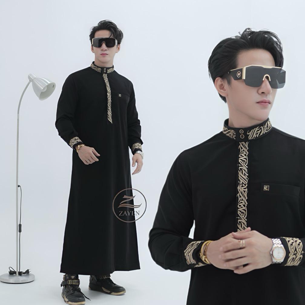 PREMIUM JUBAH SLIMFIT PRIA GAMIS PRIA BORDIR SLIMFIT JUBAH ZAYEN HITAM  JUBAH PRIA MUSLIM JUBBA MODE