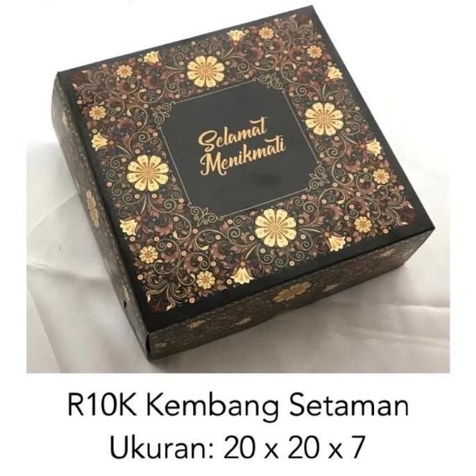 TERBARU - (100 pcs) Dus R10K Kembang Setaman/Dus Nasi 20 x 20 x 7 Motif Kembang Setaman/Dus Nasi Haj