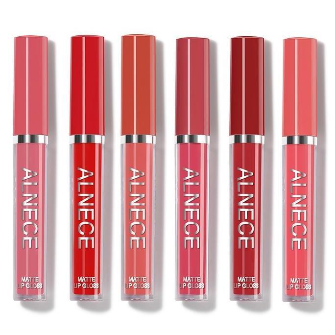 Lansungkirim- Alnece 6 Set Lip Gloss Lipgloss Matte Lembut Tahan Lama Melembabkan Dengan Lipstick Li