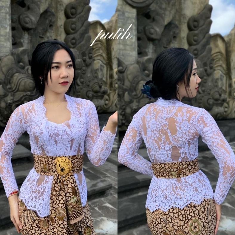 BEST SELLER KEBAYA BALI JADI BROKAT SEMI PRANCIS PREMIUM SPECIAL WARNA PUTIH