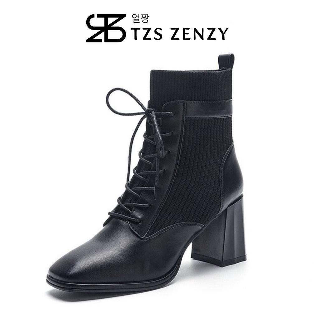 ORIGINAL TZS Zenzy Clarine Heels - Sepatu Boots Heels Wanita - Boots Heels Modis - Boots Heels Chunk