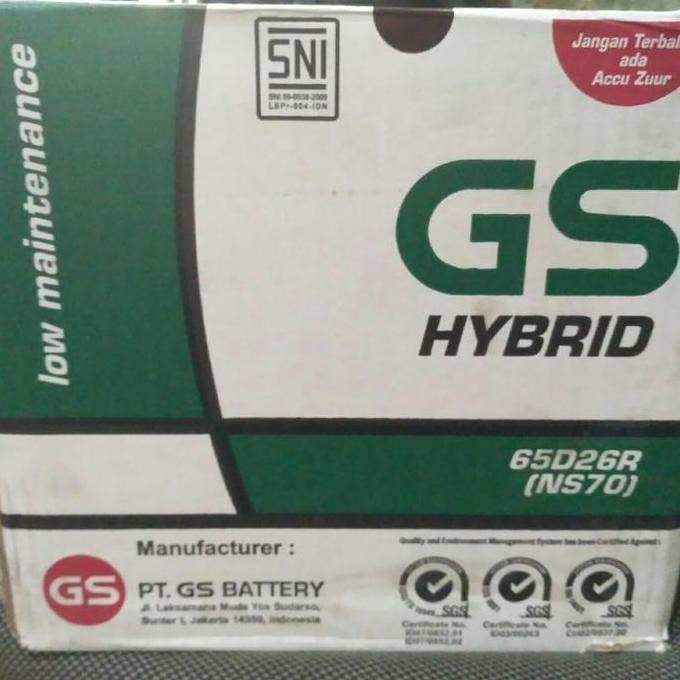Terlaris Aki Mobil / Battery Gs Astra Type Hybrid Ns70 12Volt-65Amper