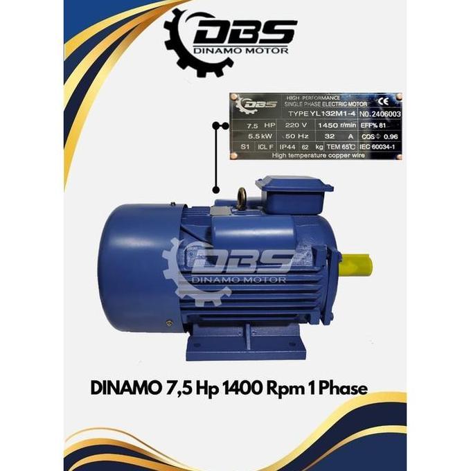 Terlaris Dinamo 7,5 Hp 1450 Rpm 1 Phase Merek Dbs
