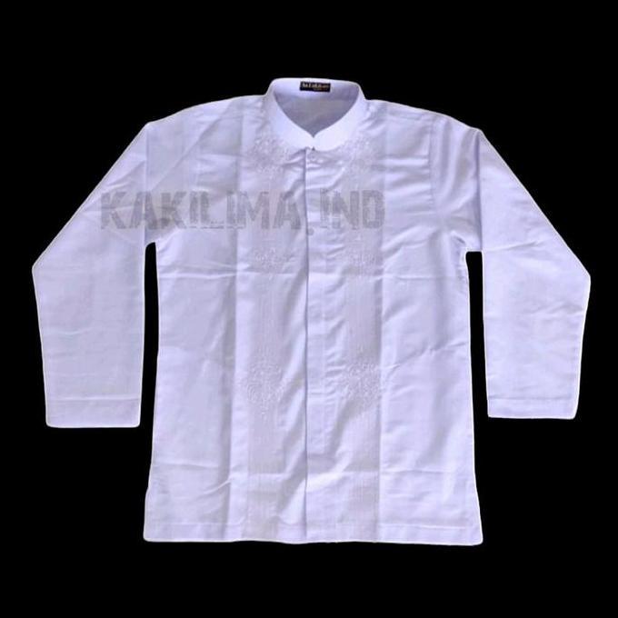 DF260 - Baju koko Putih Bordir Anak Remaja SD SMP - Kemeja Koko Anak Model Terbaru Bahan Katun Halus