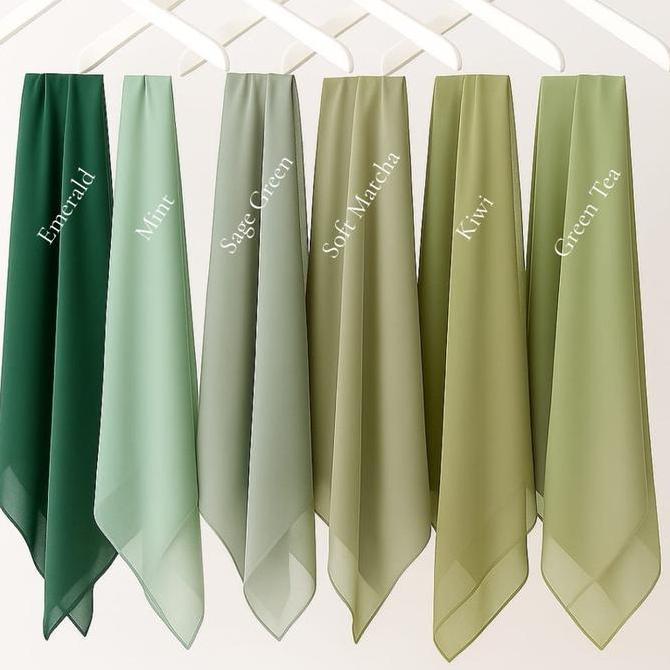 DF62 - SOFT GREEN SERIES - Hijab Pollycotton Hijab Square ( Hijab Warna Soft Matcha, Green Tea, Kiwi