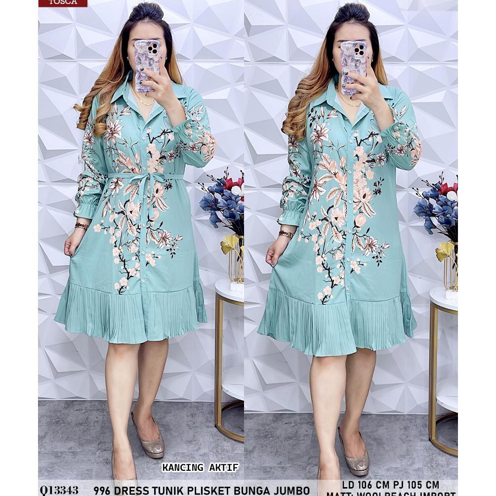 996 / 997 / 5033 Dress Tunik Plisket Bunga Adem Q1334