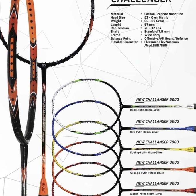 NEW Raket Badminton HIQUA HQ NEW CHALLENGER 5000/6000/7000/8000/9000 ORI