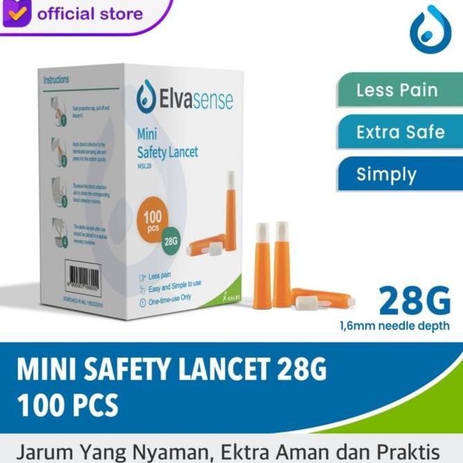 Elvasense Mini Safety Lancet 28G - Blood Lancet Elvasense Jarum Lancet