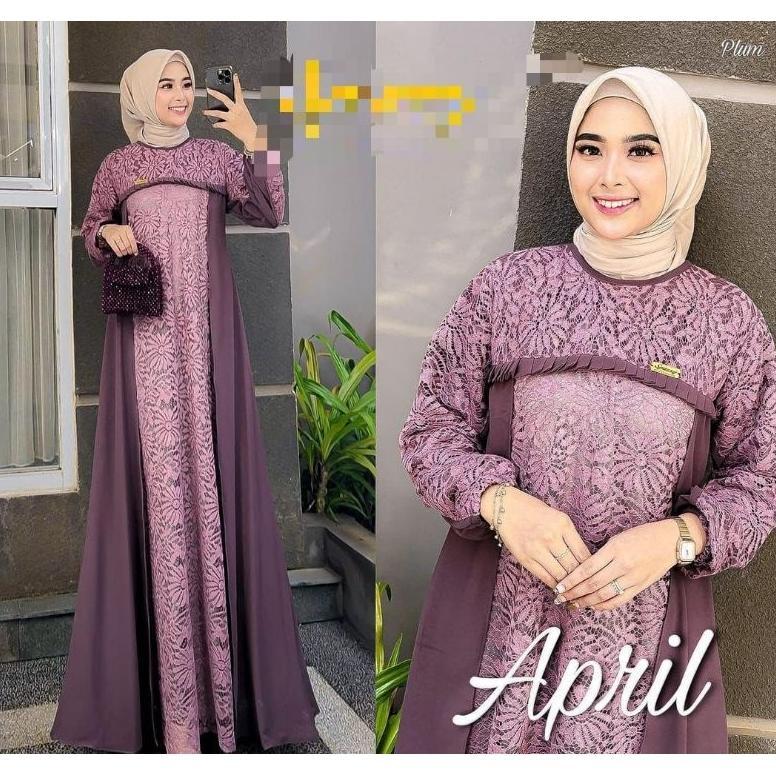 Gamis brukat jumbo tebaru  size L XL XXL 3L 5L gamis hitam fashion muslim