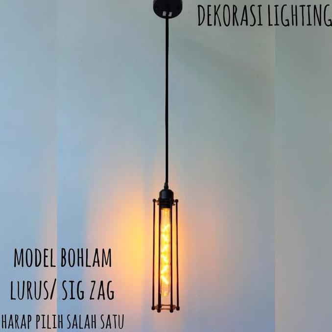 TERBARU - L650 lampu gantung vintage1lampu+ lampu filamen edison LED 6-7W