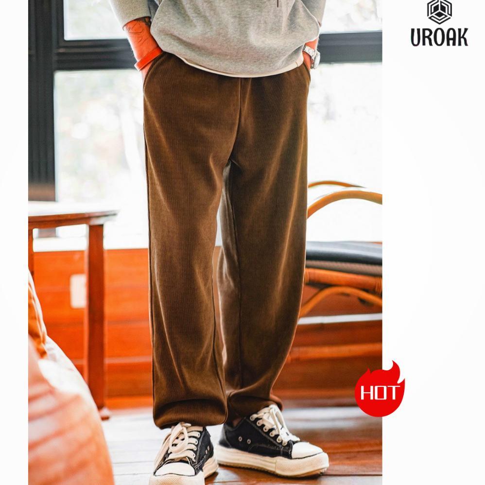 new celana corduroy pria celana corduroy longgar longgar kulot celana vintage pria fashion lurus loo