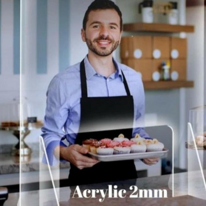 BEBAS ONGKIR - sekat meja acrylik / pembatas batas / sekat anti corona uk 60x40cm