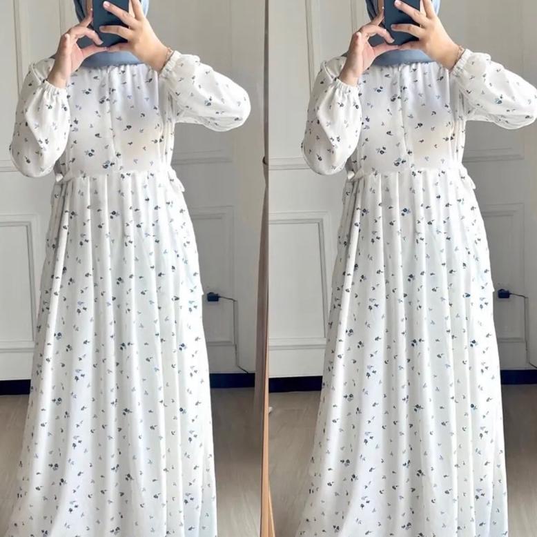 AURORA DRESS BUSUI CRINKLE MOTIF BUNGA MAXI MIDi