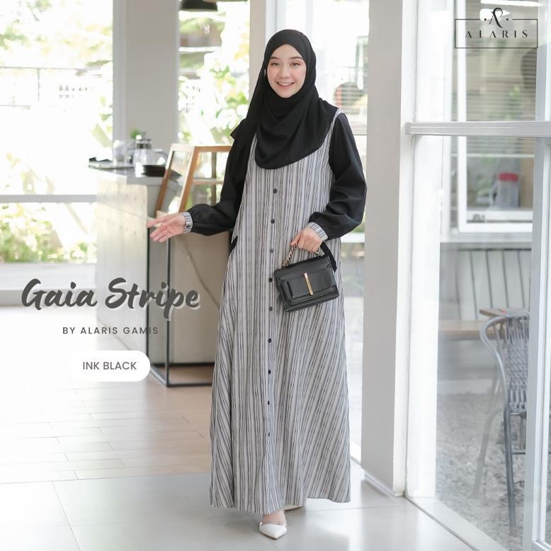 Gaia Stripe / Gamis Katun Salur / Gamis Garis Garis / Gamis Casual / Casual Dress / Gamis Motif salu