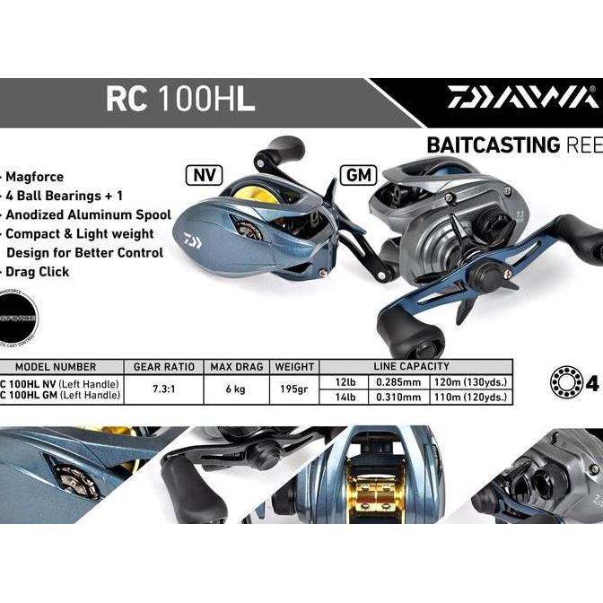 Reel Daiwa RC 100HL | Reel BC Daiwa | Reel Bait Casting (TERBAIK) (TERBARU) (TERMURAH)