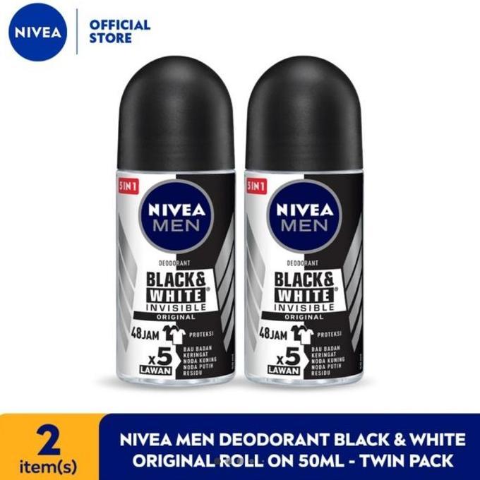 NIVEA MEN PERSONAL CARE DEO B&W ORIGINAL ROLL ON 50 mL - TWIN PACK