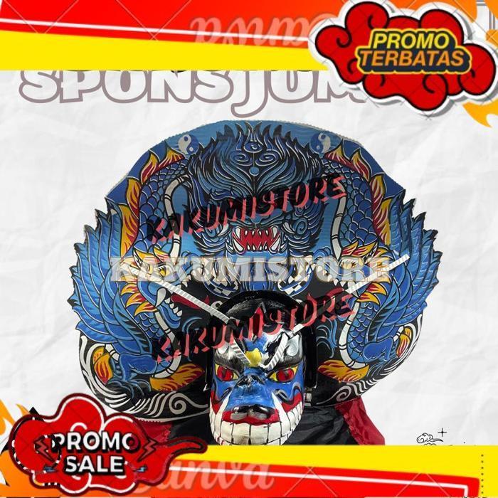 Cod Barongan Spons Jumbo Biru Motif Macan Barongan Caplokan Anak Mainan Tradisional Free Kemul