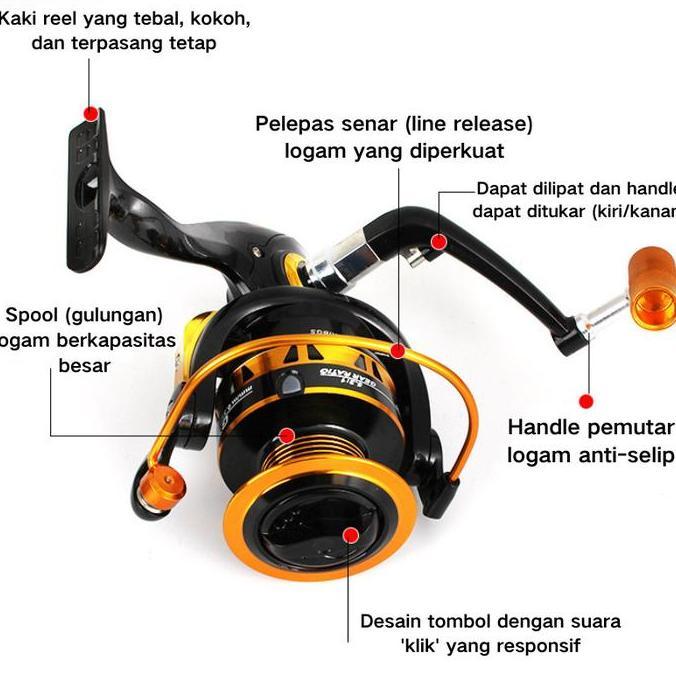 Set Pancing Spinning DAIWA Lengkap untuk Pemula - Joran Karbon ML + Reel Cumi 50KG Tahan Beban - Coc