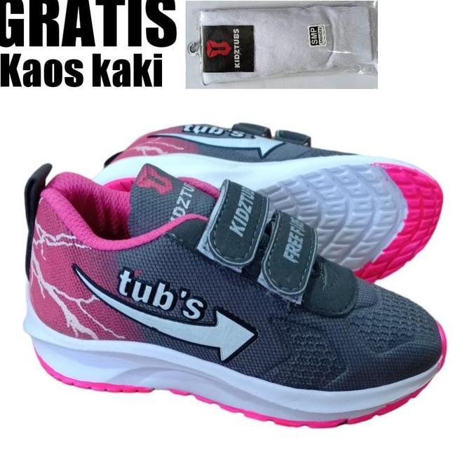 DV358 >> KIDZTUBS Sepatu Sekolah Anak Perempuan Warna Hitam Ping Usia 6-10 Tahun PAUD TK SD SMP 1 2 