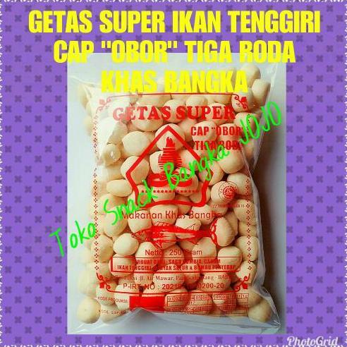 Kerupuk getas super ikan tenggiri cap obor tiga roda 500gr khas bangka