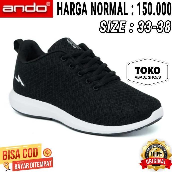 DE69 >> SEPATU SEKOLAH ANAK ANDO TALI HITAM PUTIH / SEPATU SEKOLAH ANDO ORI