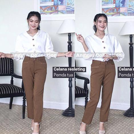 brand sy #celana karet #rok a #rok span Warna khaki tua atau pemda tua Kerja Muslim Wanita Tebal Pan