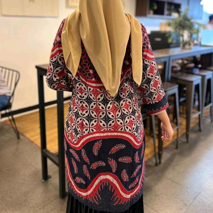 Batik Tunik Model Kancing Depan Motif Kawung Bahan Doby Premium