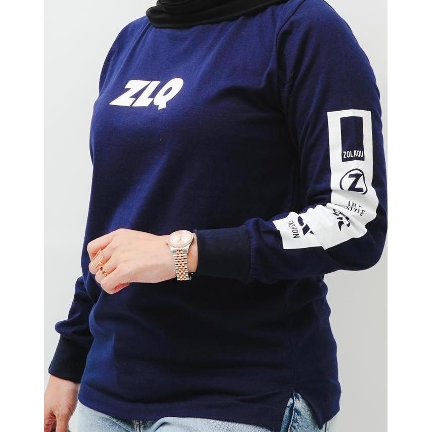 ZOLAQU - Atasan Kaos Wanita Size Cotton Combed 20s Navy Nafle
