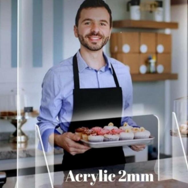 TERBARU - sekat meja acrylik / pembatas batas / sekat anti corona uk 60x40cm