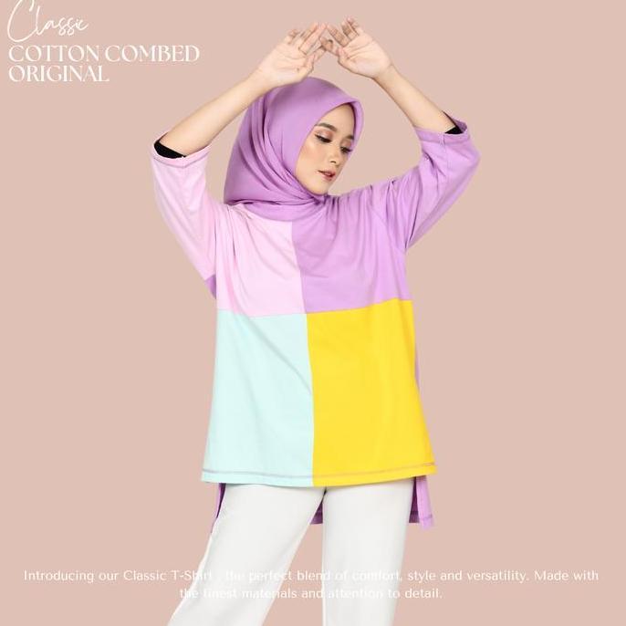 Atasan Wanita Tunik Ephipany Orinal Kombinasi 4 Warna Pastel