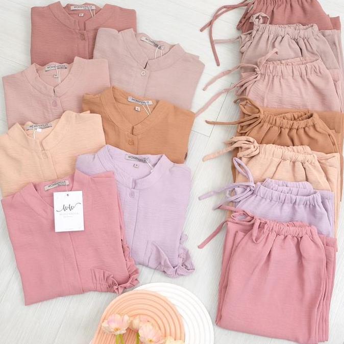 WOMENWEAR INDONESIA | Yelena Set | Setelan Celana Wanita | Oneset Polos | Oneset Terbaru | Busui Fri
