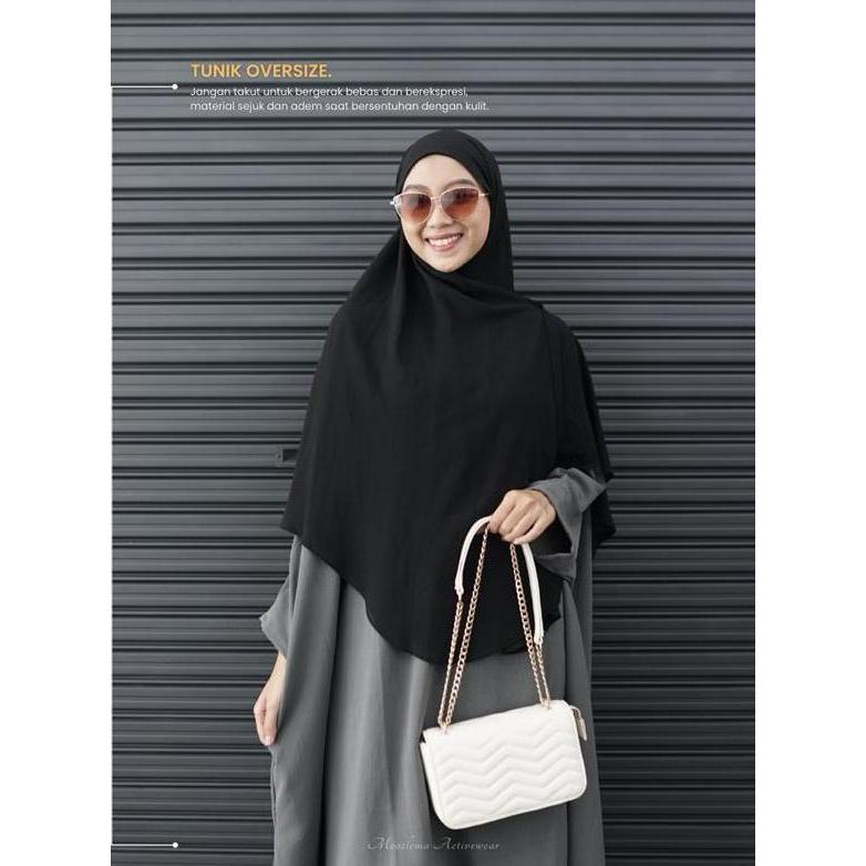 Marwah Set Premium Setelan Tunik Batwing Bonus Celana Kulot Loose Oversize Premium