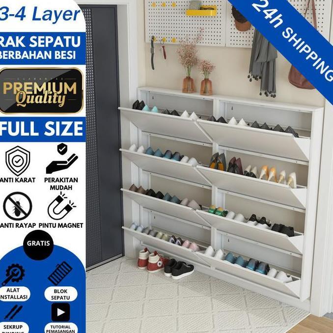 Rak Sepatu Besi Lemari Sepatu Susun Tertutup Rak Sepatu Besi Kuat Tebal Rak Sepatu Besi