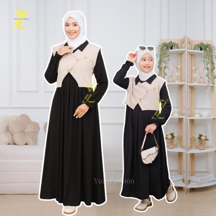 Gamis Couple Ibu Anak Perempuan bahan Rayon Premium mix Knit / Dress Couple Ibu Anak Perempuan / Gam