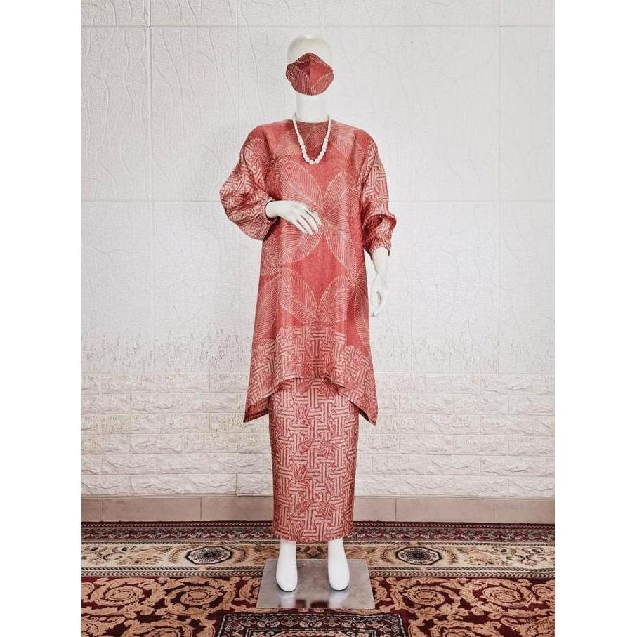 Set Batik Wanita Etnik Modern Tunik Kurung Melayu Viscose Semi Sutra Premium Model Set Rok Instant K