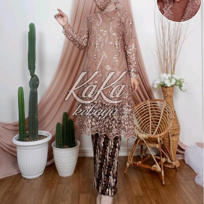 Tunik brokat tile premium terbaru/model seragam pesta/kebaya best seller Kondangan Muslim Wanita Ata