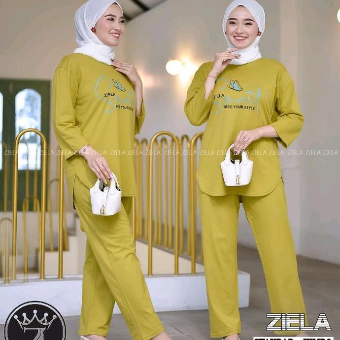 ONESET oval Jumbo BY ZIELA COLECTION Celana Muslim Wanita Setelan Baju Kulot Dewasa Combed
