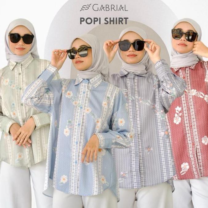 POPI SHIRT Atasan Wanita Exclusive Monogram Printed Limitide Gabrial Hijap Top katun toyobo Premium 