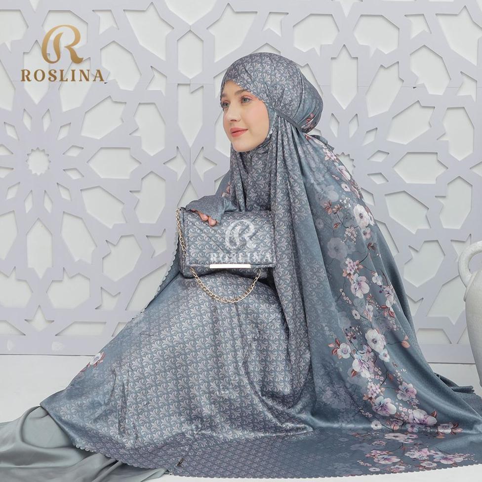 Roslina Mukena Maxmara Luxury Jumbo Printing Laser cut Silk Motif Premium