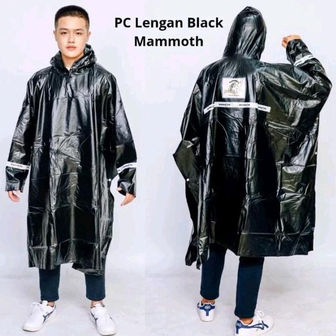 Jas hujan Ponco Lengan Mamoth Hitam by Penguin Pria Keren Wanita Jumbo / Mantel Penguin's pinguin Bl